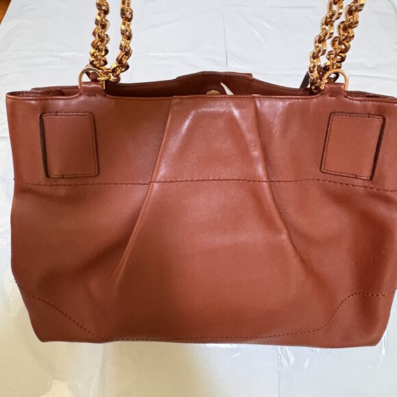 Ferragamo Gancini Brown Leather Shoulder Bag W Gold Hardwear Sz Med $3400 - Picture 9 of 16